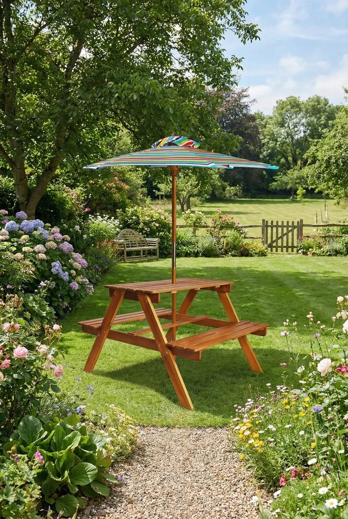 Dziecięcy stolik piknikowy z parasolem H9-K07