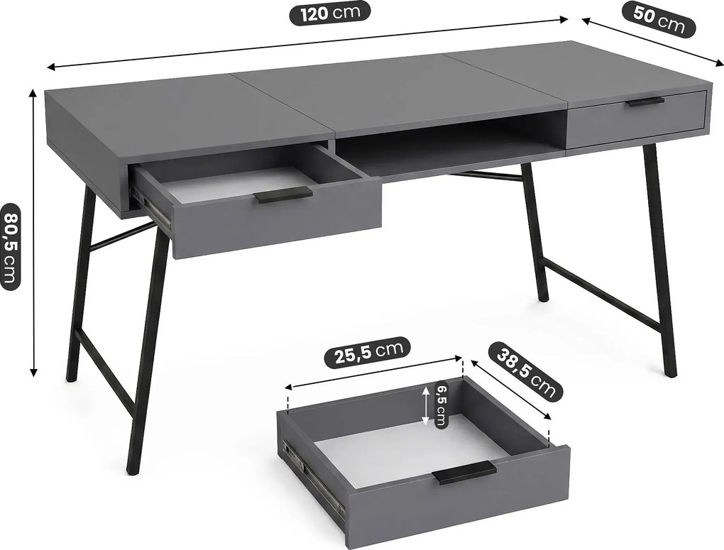 Nowoczesne biurko komputerowe 120 cm biały + złoty F3-L33