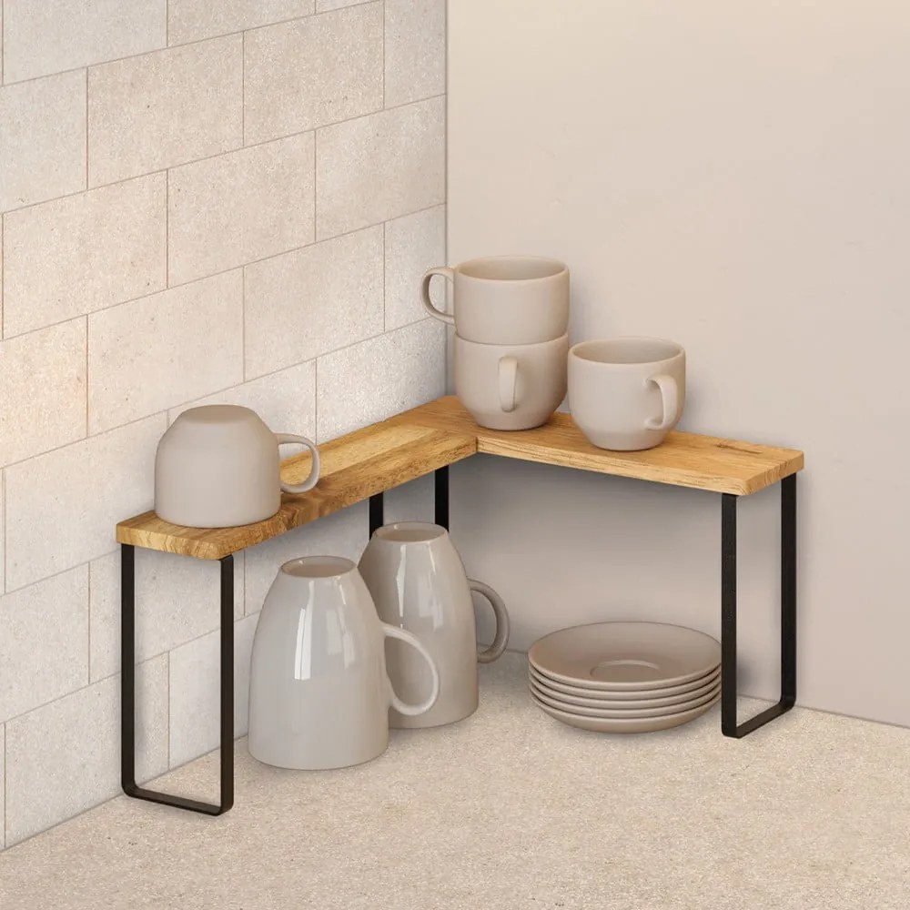 Drewniane dodatkowe półki w czarno-naturalnym kolorze 2 szt. 27x8 cm York – Metaltex
