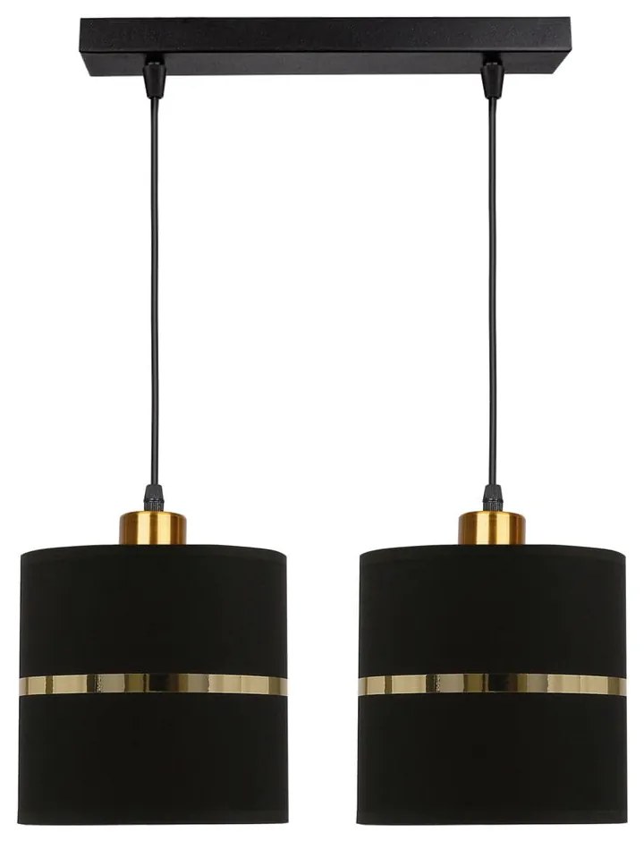 Czarna lampa wisząca z tekstylnym kloszem ø 15 cm Assam – Candellux Lighting