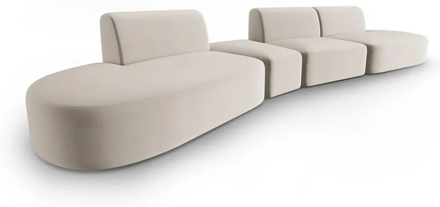 Beżowa aksamitna sofa lewostronna 428 cm Paolo – Milo Casa