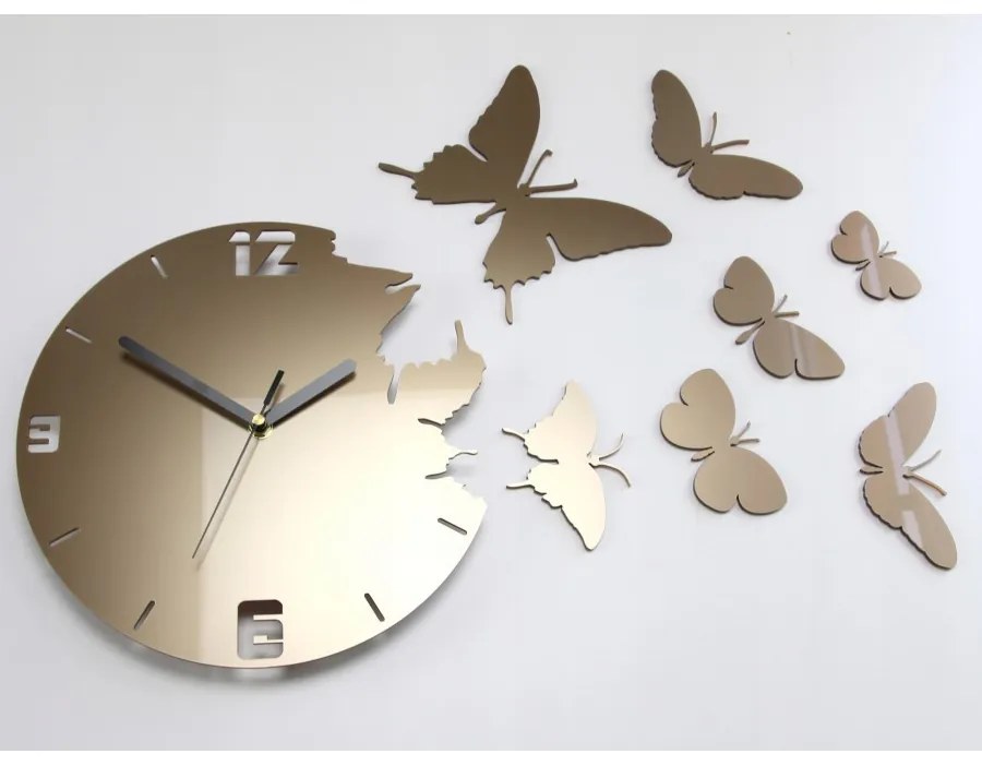 Zegar ścienny nowoczesny cichy do salonu lub sypialni akrylowy z motylami