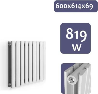 Grzejnik Aquamarin Poziomy - 819 W - 600 x 614 x 69 mm