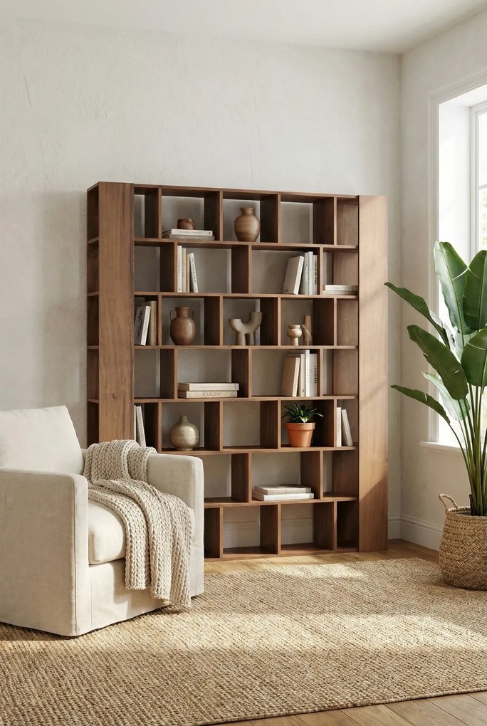 Orzechowy regał biblioteczka do salonu Z1-C52