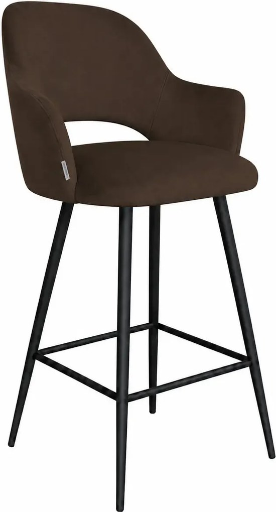 Hoker Milano krzesło barowe tkanina Welur podstawa metalowa elegancki klimat wnętrza : Kolor nogi - Czarna stożek, Kolor tkaniny - VELVET - MG05, Typ siedziska - Siedzisko obrotowe 360°