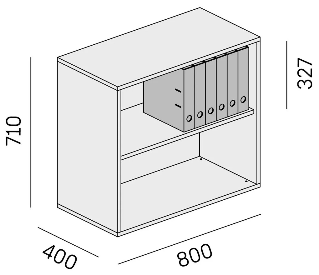 Szafka bez drzwi niska krótka BLOCK Dąb naturalny