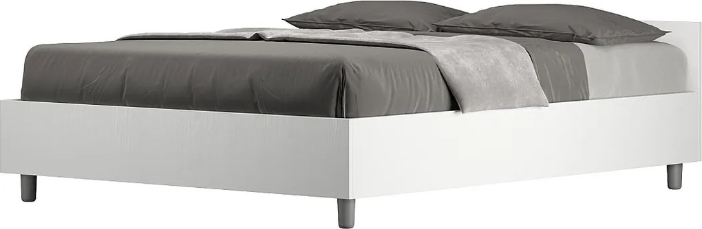 Łóżko wyposażone w stelaż z listwami 140x190 frassino biała Nuamo