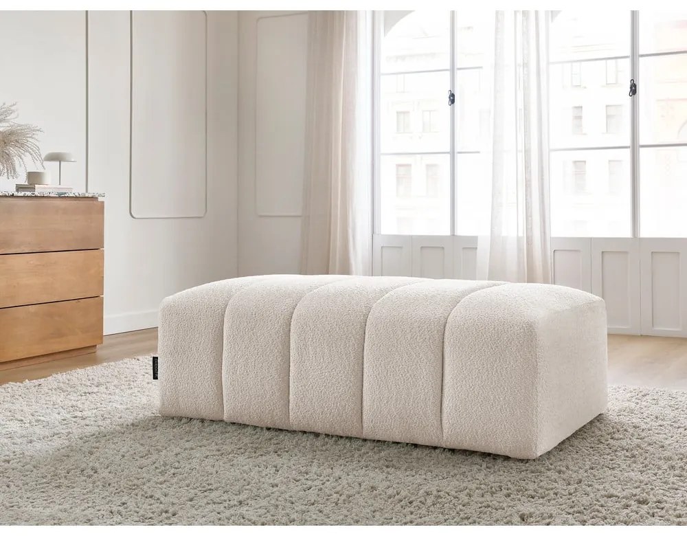 Biały podnóżek z materiału bouclé Annecy – Bobochic Paris