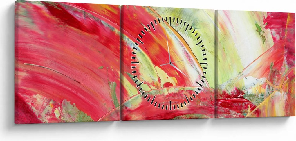 Obraz abstrakcji - malarstwo (z zegarem) (90x30 cm)