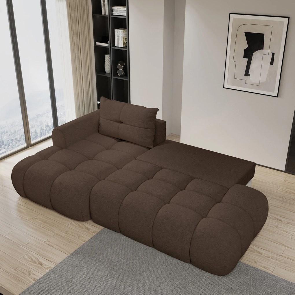 Masseno Narożnik FLUMA z funkcją spania i pojemnikiem na pościel Narozniki L, Rozkładana sofa - Brązowy, QUELLE 25