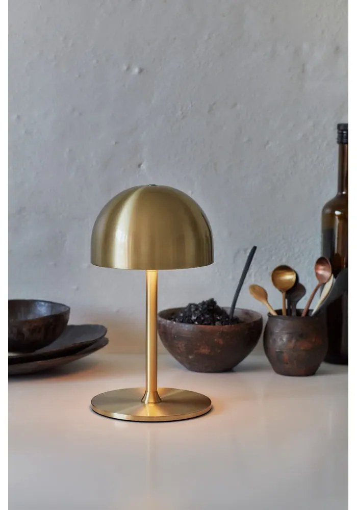 Lampa stołowa LED w kolorze mosiądzu ze zdalnym sterowaniem i metalowym kloszem (wysokość 22 cm) Tim – Sirius