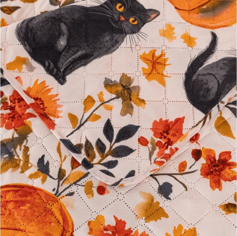 Narzuta na łóżko CATS AND PUMPKINS, kolorowy Rozmiar: 170 x 210 cm