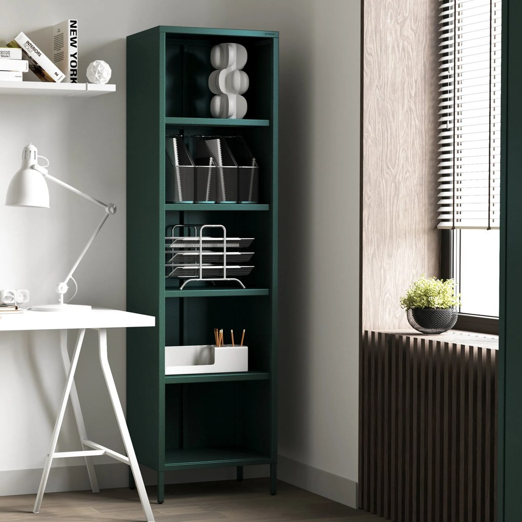 Regał na książki MARIO, 500 x 1800 x 350 mm, Modern: butelkowa zieleń