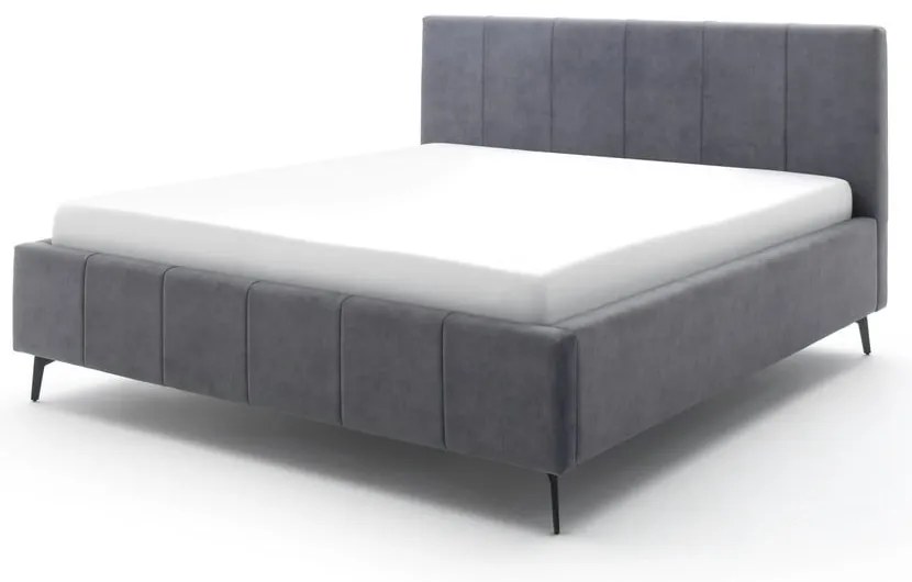 Antracytowe tapicerowane łóżko dwuosobowe ze schowkiem i stelażem 180x200 cm Lizzano – Meise Möbel