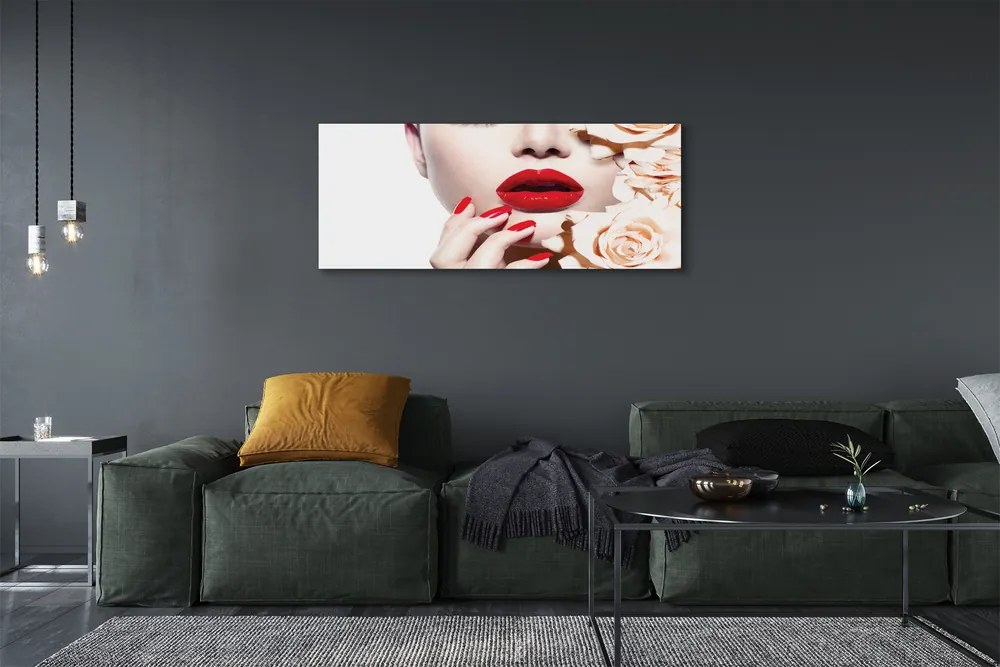 Obraz drukowany na płótnie Róże i Czerwone Usta