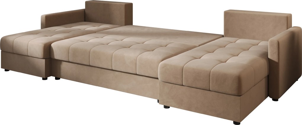 PROMOCJA Rozkładany narożnik w kształcie U VENORIA 285x146 cm, beżowy + 2 poduszki GRATIS II. jakość