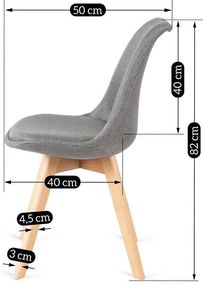 Szare krzesło na drewnianych nogach E0-M98