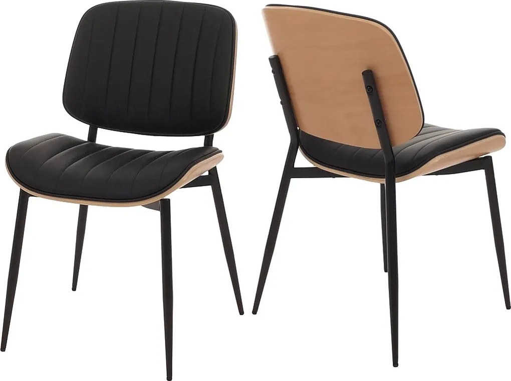 Krzesło do jadalni MCW-O44 (zestaw 2 sztuk),  naturalny, czarny