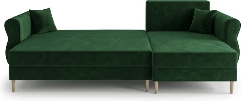 Rozkładana narożna sofa SILVIANO 230x140 cm, ciemnozielona, uniwersalna