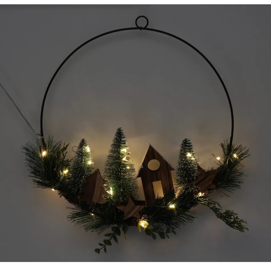 Świąteczna dekoracja wisząca LED Christmas ring, 30 cm