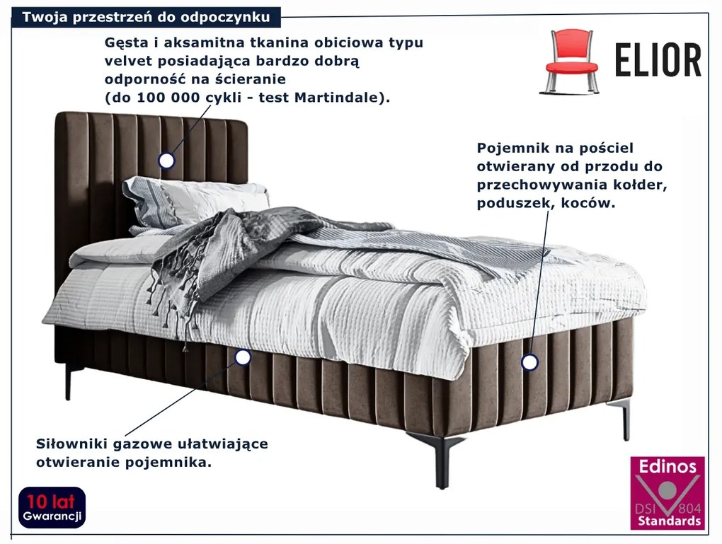 Brązowe jednoosobowe łóżko z pojemnikiem A1-L29