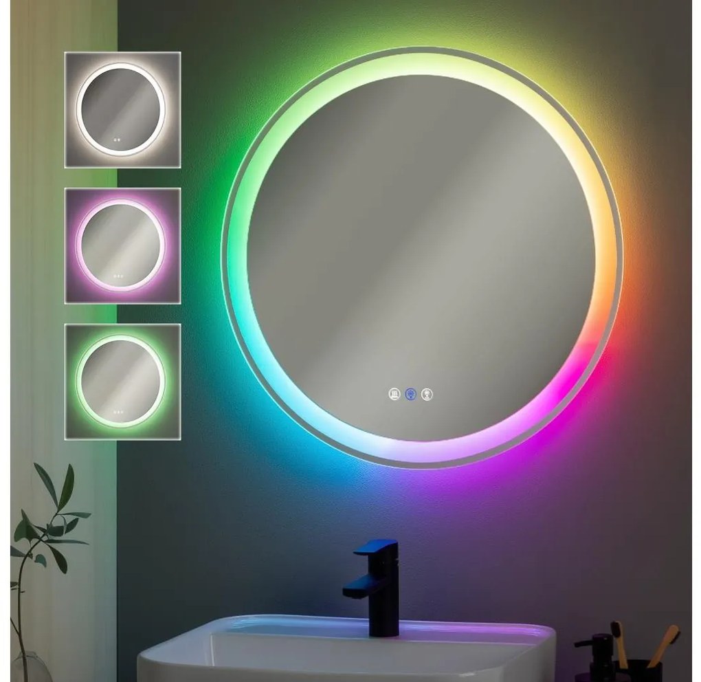 Brilagi - LED RGBW ściemnialne podgrzewane lustro z podświetleniem AVA PRO LED/18W/230V, śr. 60 cm, IP44