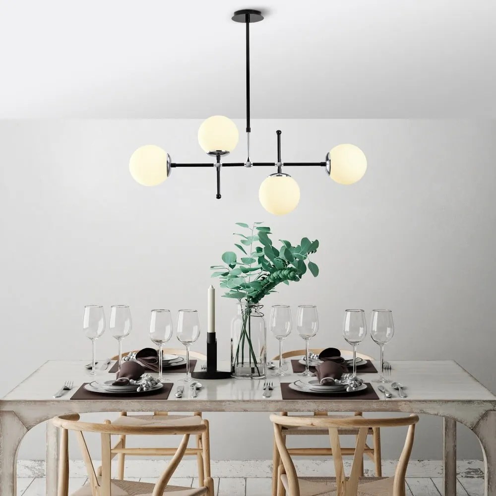 Czarno-biała lampa wisząca ze szklanym kloszem My Legend – Opviq lights