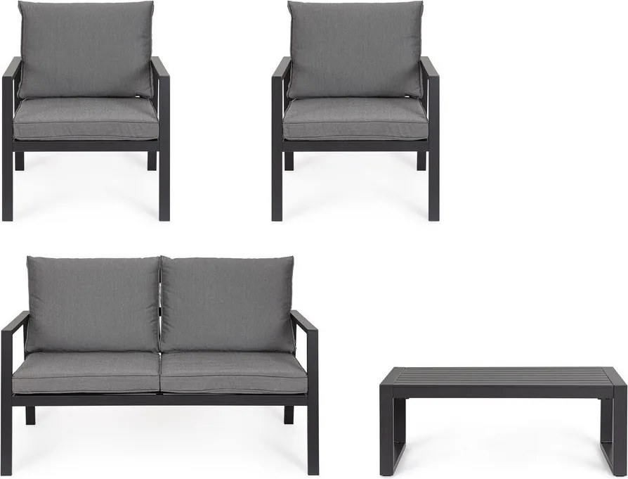 Antracytowy aluminiowy zestaw mebli ogrodowych dla 4 osób Hilde – Bizzotto