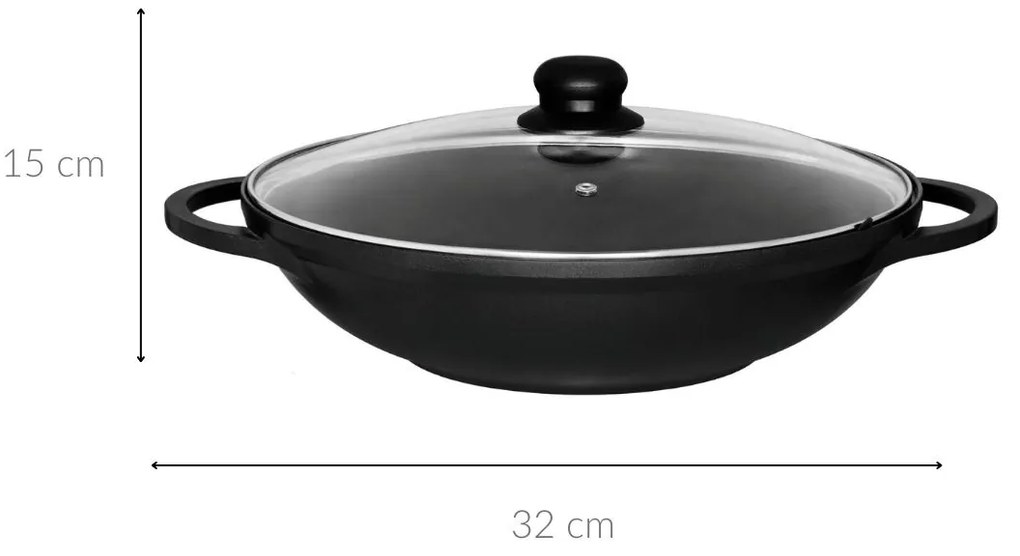 Wok ze szklaną pokrywką, Ø 32 cm