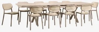 Zestaw Stołu Prostokątnego 240-300x100 Cm Rozkładanego Z Aluminium Karena Oraz 10 Sztaplowanych Krzeseł Jadalnianych Z Polipropy Moka Brown - Sklum