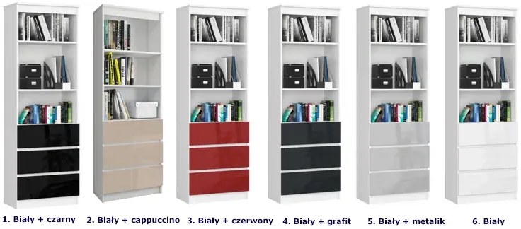 Młodzieżowy Regał Biały Z Szufladami + Grafit G9-T96