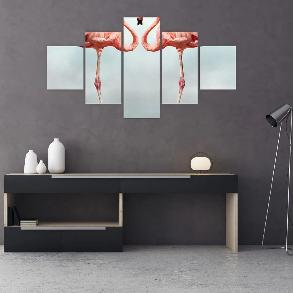 Obraz dwóch flamingów (125x70 cm)