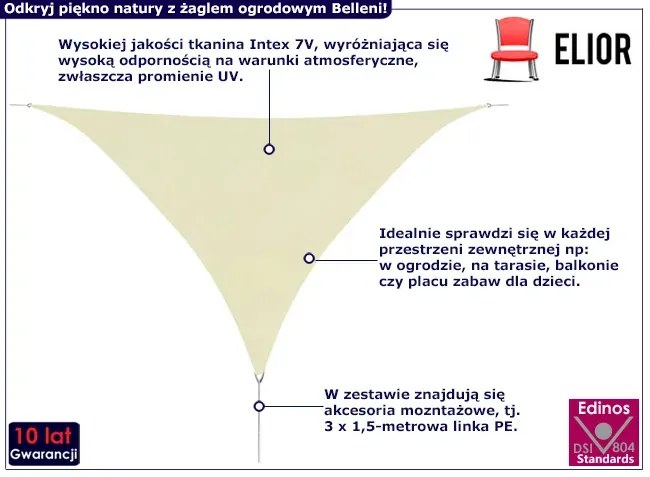 Kremowy żagiel ogrodowy - Belleni