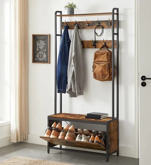 Loftowa szafka na buty z wieszakiem na ubrania H7-N24