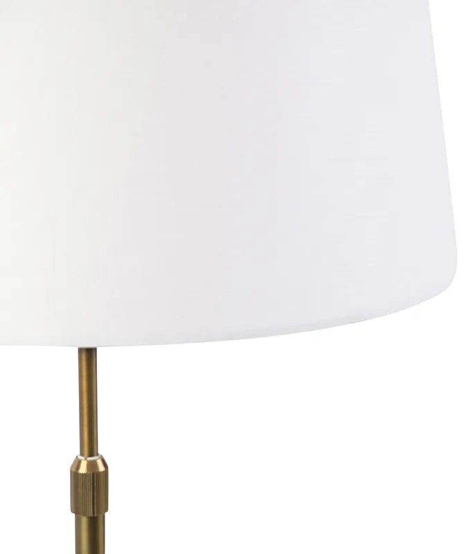 Lampa stołowa brązowa z abażurem lnianym białym 35cm - Parte klasyczny/Antyczny Oswietlenie wewnetrzne