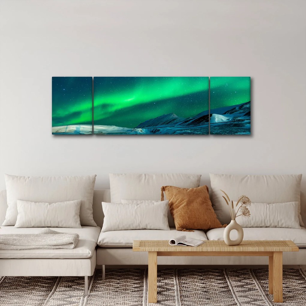 Obraz ludzi w pobliżu zorzy polarnej (170x50 cm)