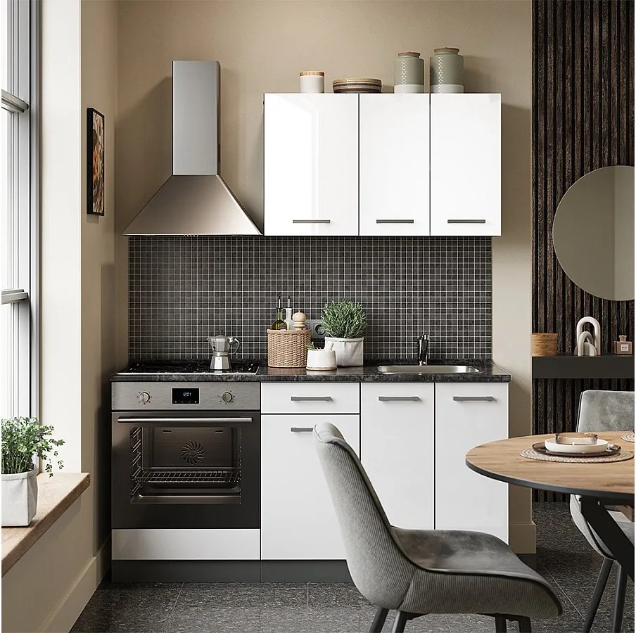 Pojedyncza kuchnia biały wysoki połysk/antracyt 160x46x81.6 r-line