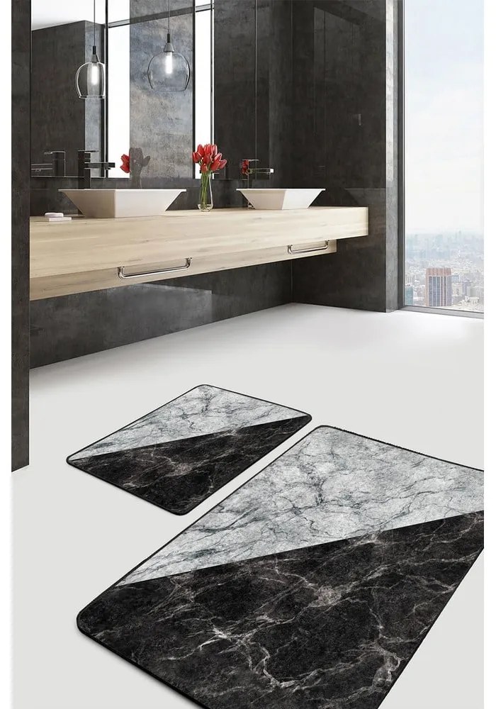 Czarno-białe dywaniki łazienkowe zestaw 2 szt. 60x100 cm – Mila Home
