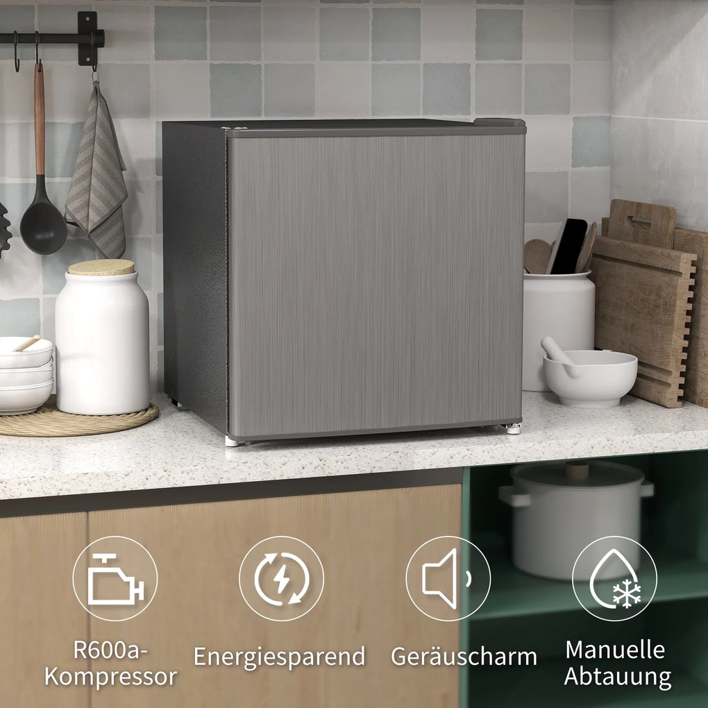 HOMCOM Mini-Zamrażarka 35 L Elektryczna, 161W, Wolnostojąca, Mini Zamrażalnik 47 x 44,2 x 48,8 cm, Szara