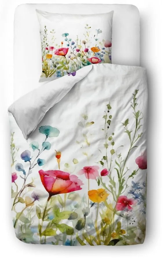 Pościel jednoosobowa z satyny bawełnianej 140x200 cm Watercolour Flowers – Butter Kings