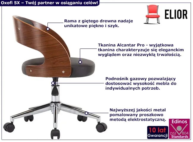 Tapicerowany czarny fotel obrotowy - Oxofi 5X