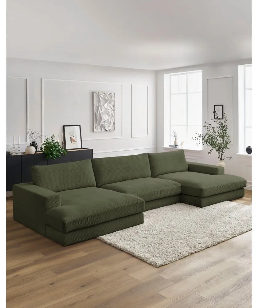 Zielony sztruksowy narożnik (w kształcie litery U) Leonard – Bobochic Paris