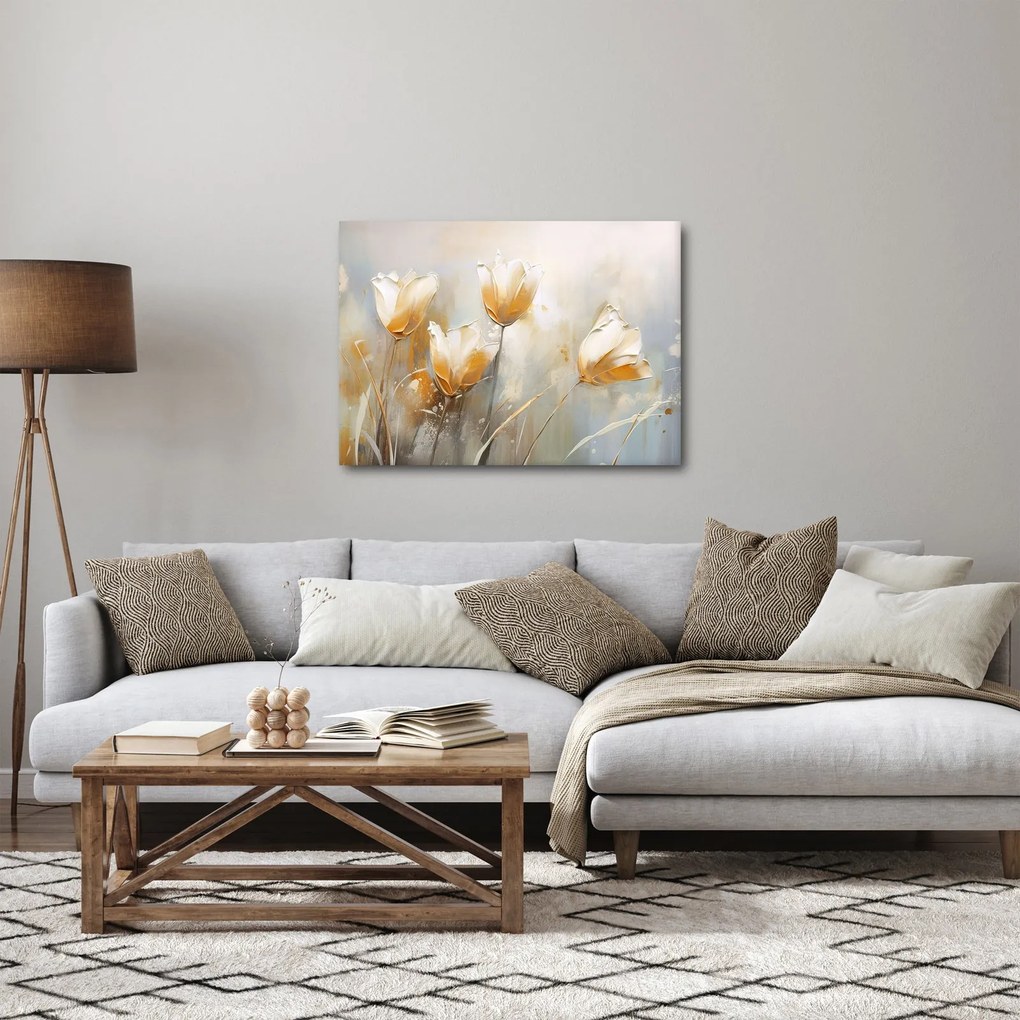 Obraz - Malowanie tulipanów (70x50 cm)