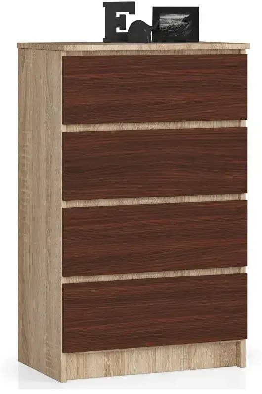 Komoda do salonu z szufladami dąb sonoma + wenge Azarox 19X