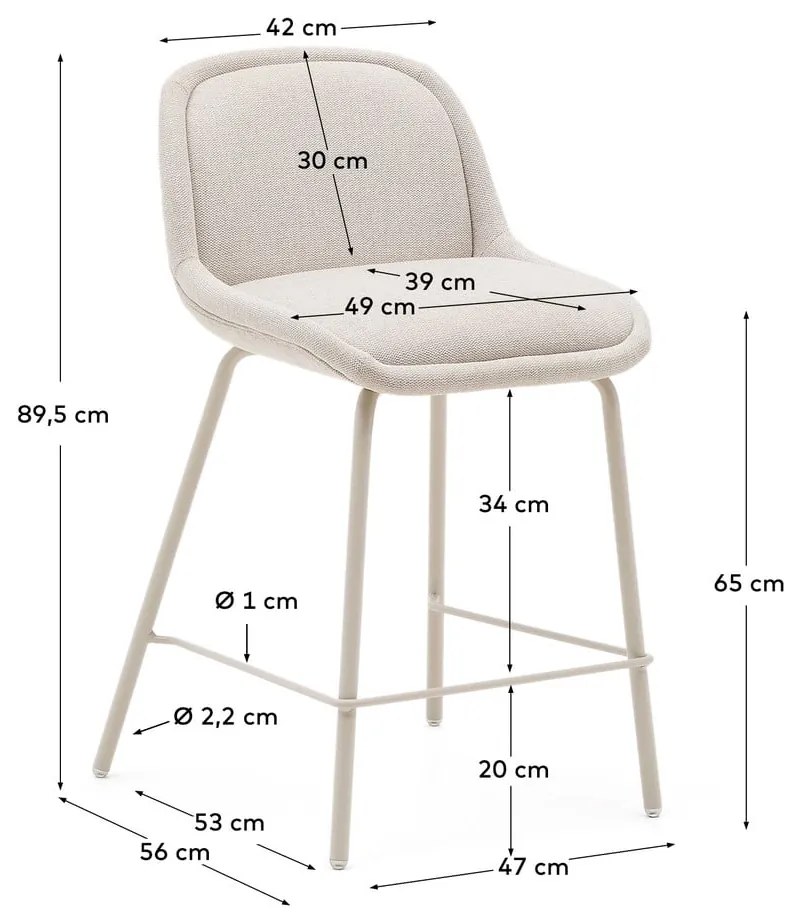 Beżowy hoker (wysokość siedziska 65 cm) Aimin – Kave Home