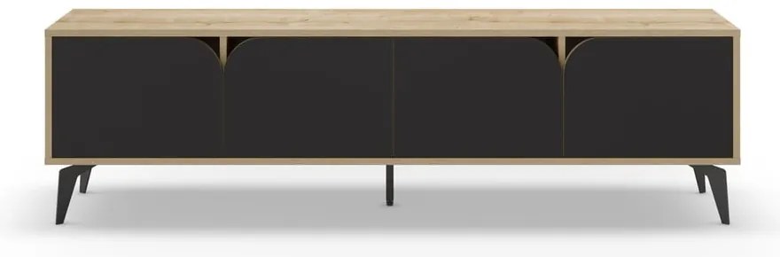 Czarna szafka pod TV w dekorze dębu 180x51 cm Nola – Marckeric