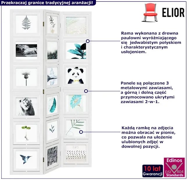 3 panelowy parawan z ramkami na zdjęcia A1-F70