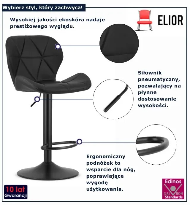 Nowoczesny czarny hoker skórzany R5-D40