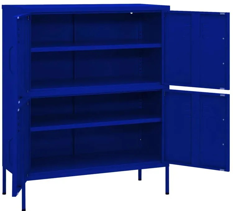 Granatowa metalowa zamykana szafka gospodarcza W6-G10