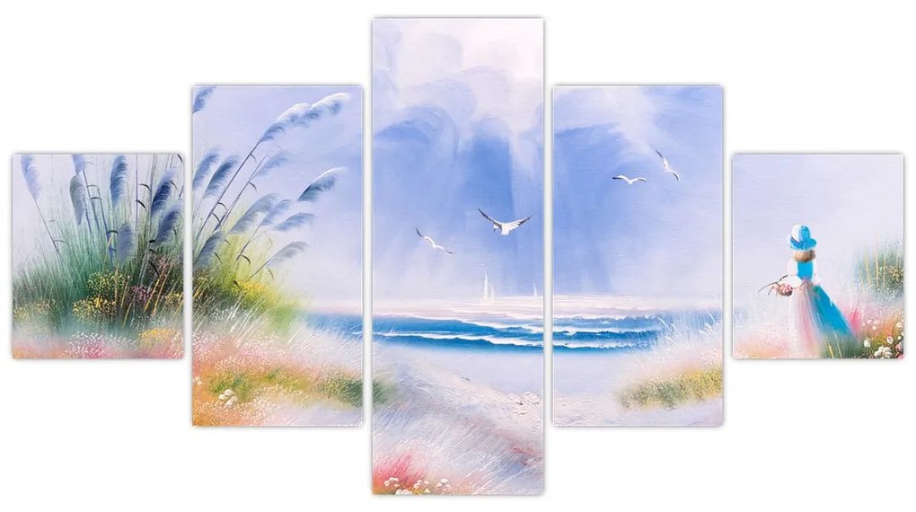 Obraz - Romantyczna plaża, obraz olejny (125x70 cm)